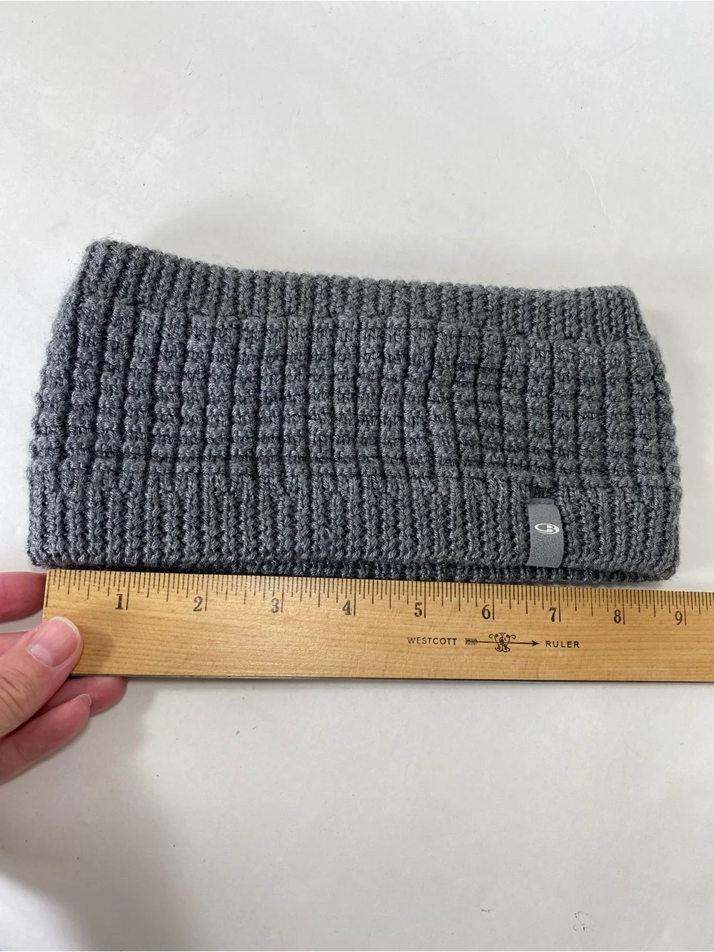 Icebreaker Merino Wool Gray Waffle Knit Winter Earband Headband (lining holes)